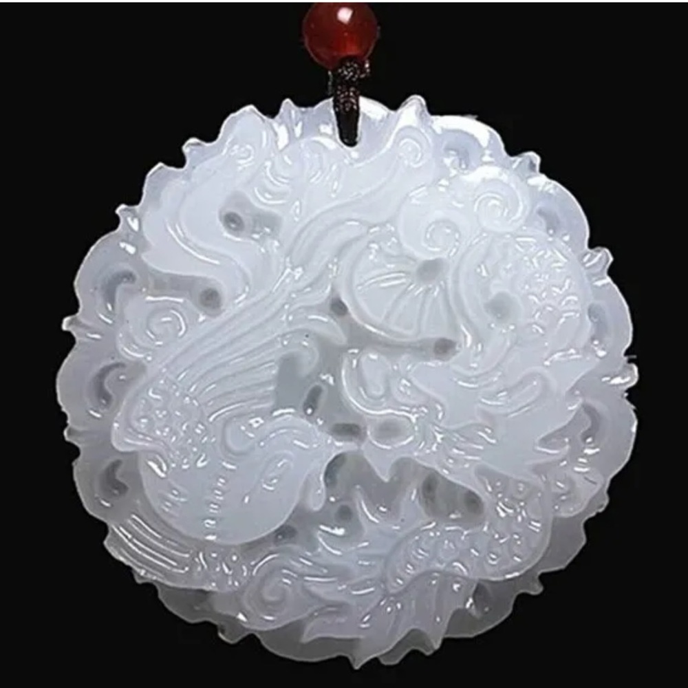 White Jade Phoenix and dragon necklace - Picture 7 of 7